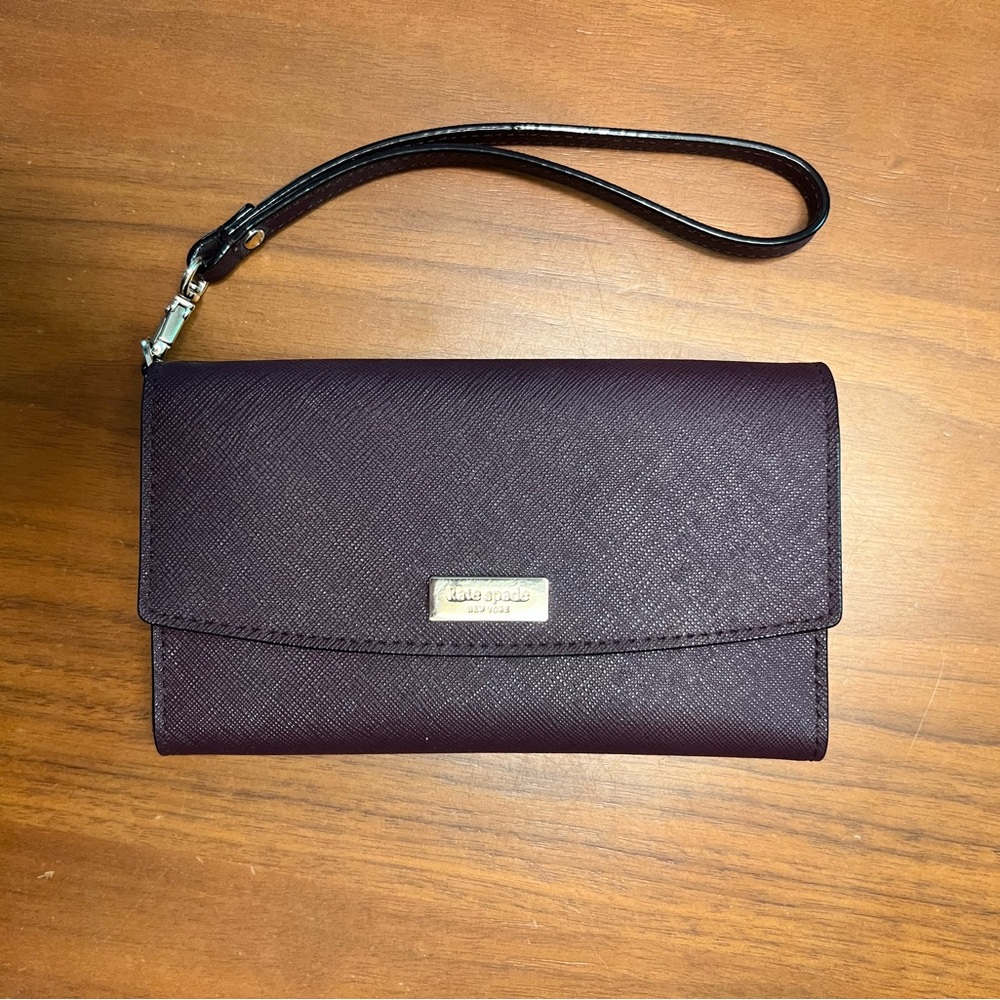 Kate Spade Purple Saffiano Leather Wristlet Clutch
